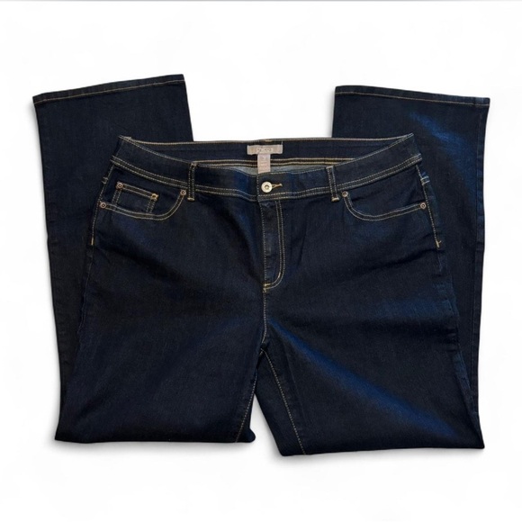 Chico's Women's 3 Short Denim Jeans Wide Leg Dark Wash EUC - Picture 3 of 5